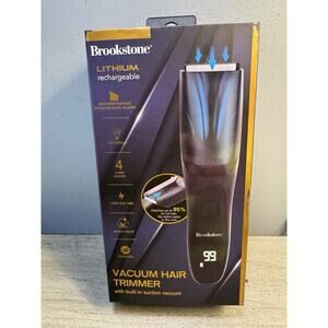 Brookstone Vacuum Hair Trimmer Lithium rechargeable built in Vac BRAND NEW